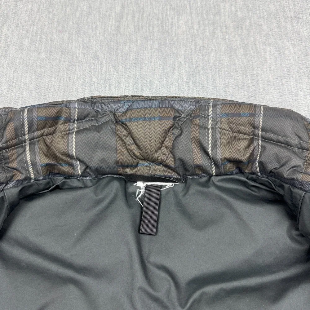 Patagonia Vest Womens Small Gray Brown Plaid Puffer Full Zip Goose Down Gorpcore